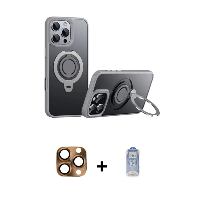 MARSİLYAN™- iPhone 16 Pro Max Kılıf Zirve Çizgi Prime - Siyah Joko Magic 5D Cam + Pers Alüminyum Kamera Lens - CLTM