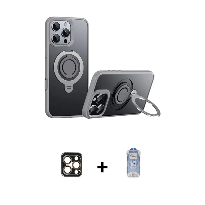 MARSİLYAN™- iPhone 16 Pro Max Kılıf Zirve Çizgi Prime - Siyah Joko Magic 5D Cam + PVD Metal Kamera Lens - GD