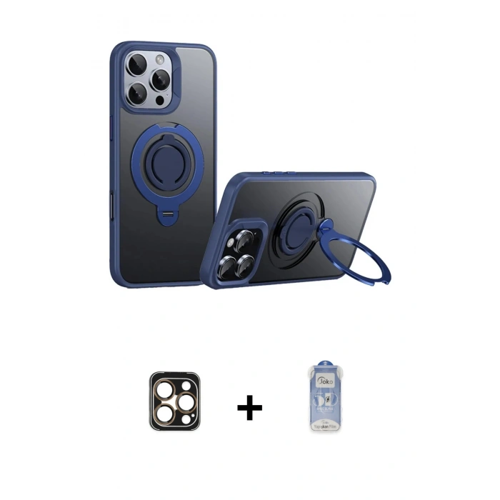 MARSİLYAN™- iPhone 16 Pro Max Kılıf Zirve Çizgi Prime - Siyah Joko Magic 5D Cam + PVD Metal Kamera Lens - GD