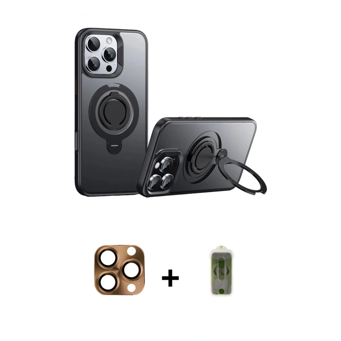 MARSİLYAN™- iPhone 16 Pro Max Kılıf Zirve Çizgi Prime - Siyah Joko Magic 5D Hayalet Cam + Pers Alüminyum Kamera Lens - CLTM
