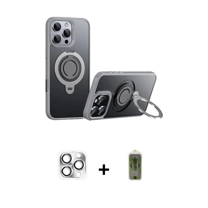 MARSİLYAN™- iPhone 16 Pro Max Kılıf Zirve Çizgi Prime - Siyah Joko Magic 5D Hayalet Cam + Pers Alüminyum Kamera Lens - GS