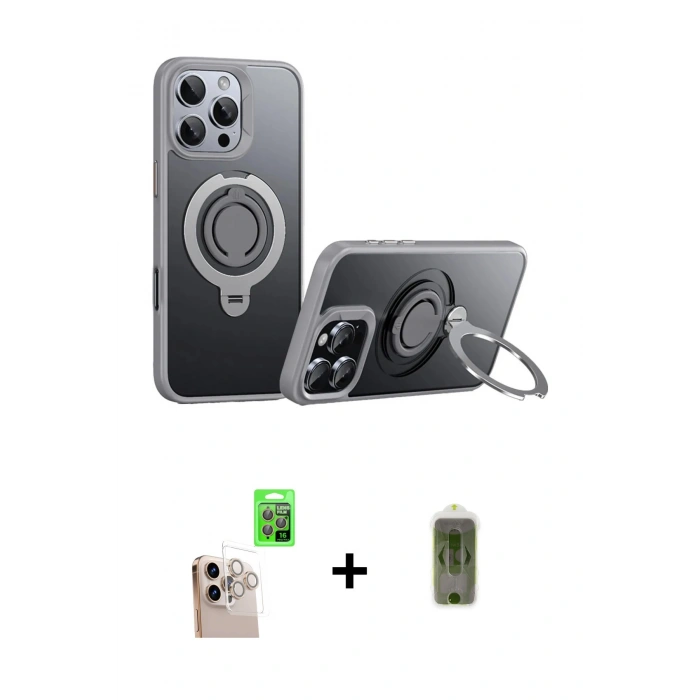 MARSİLYAN™- iPhone 16 Pro Max Kılıf Zirve Çizgi Prime - Siyah Joko Magic 5D Hayalet Cam + Raze Metal Kamera Lens - NLGY