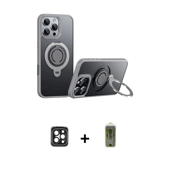 MARSİLYAN™- iPhone 16 Pro Max Kılıf Zirve Çizgi Prime - Siyah Joko Magic 5D Hayalet Cam + Siyah PVD Metal Kamera Lens