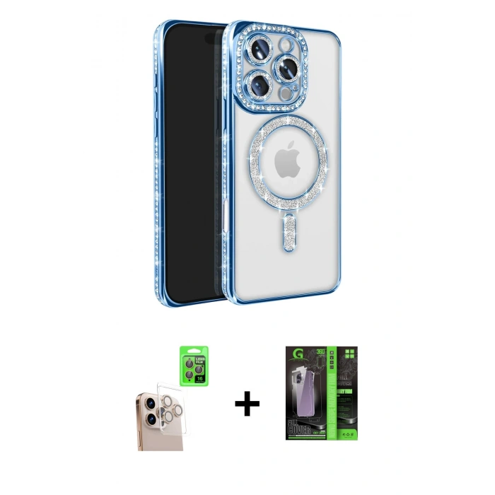 MARSİLYAN™- iPhone 16 Pro Max Kılıf Zirve Doku Prime - Şeffaf 360 Full Body Arka Koruyucu + Raze Metal Kamera Lens - NLGY