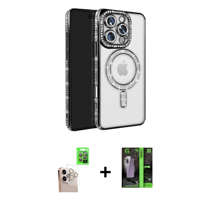 MARSİLYAN™- iPhone 16 Pro Max Kılıf Zirve Doku Prime - Şeffaf 360 Full Body Arka Koruyucu + Raze Metal Kamera Lens - NLGY
