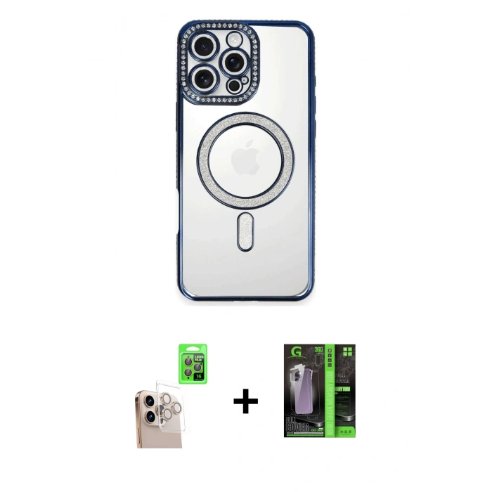 MARSİLYAN™- iPhone 16 Pro Max Kılıf Zirve Doku Prime - Şeffaf 360 Full Body Arka Koruyucu + Raze Metal Kamera Lens - NLGY