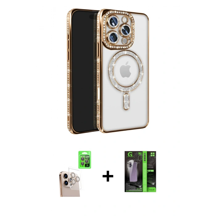 MARSİLYAN™- iPhone 16 Pro Max Kılıf Zirve Doku Prime - Şeffaf 360 Full Body Arka Koruyucu + Raze Metal Kamera Lens - NLGY