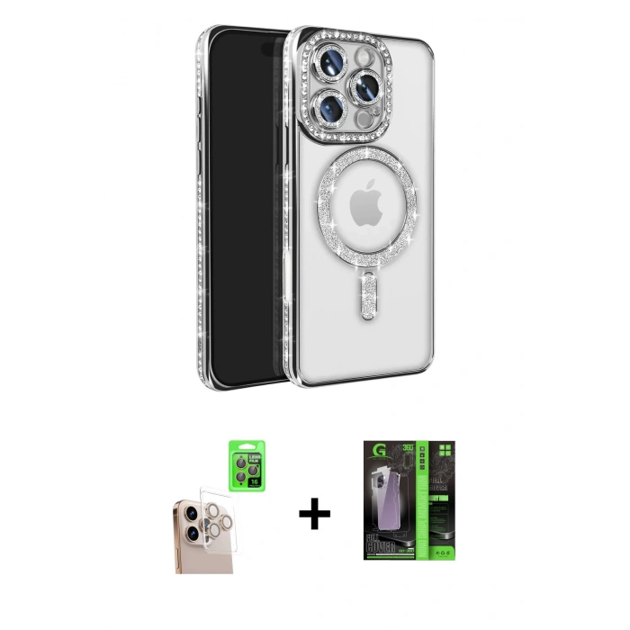 MARSİLYAN™- iPhone 16 Pro Max Kılıf Zirve Doku Prime - Şeffaf 360 Full Body Arka Koruyucu + Raze Metal Kamera Lens - NLGY