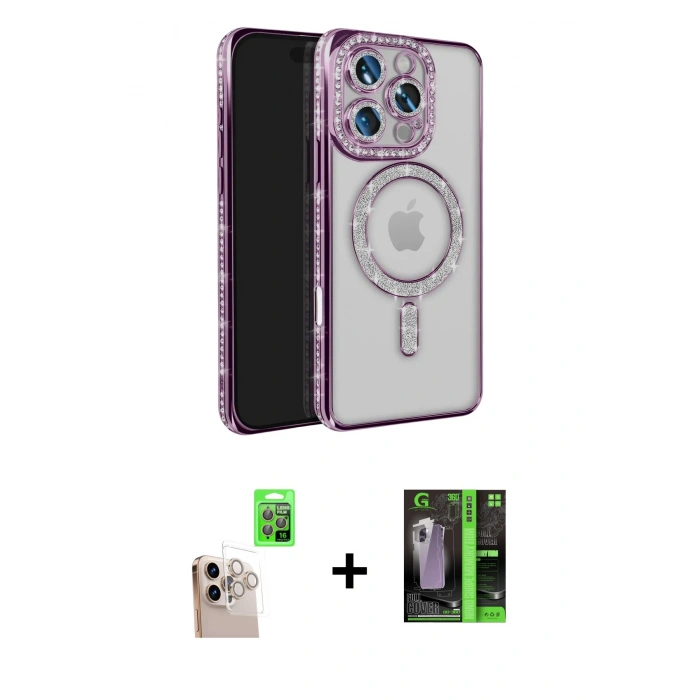 MARSİLYAN™- iPhone 16 Pro Max Kılıf Zirve Doku Prime - Şeffaf 360 Full Body Arka Koruyucu + Raze Metal Kamera Lens - NLGY