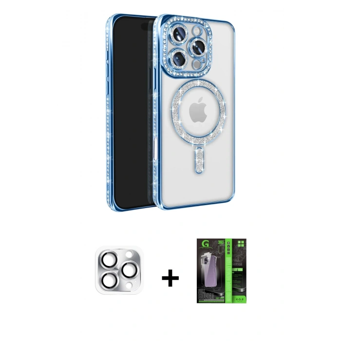 MARSİLYAN™- iPhone 16 Pro Max Kılıf Zirve Doku Prime - Şeffaf 360 Full Body Arka Koruyucu + Pers Alüminyum Kamera Lens - GS