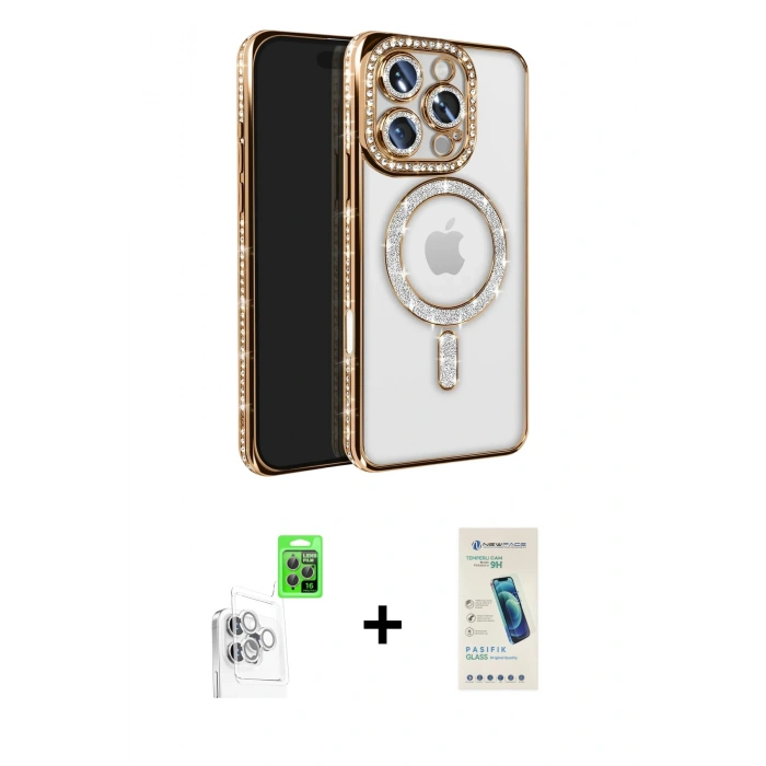 MARSİLYAN™- iPhone 16 Pro Max Kılıf Zirve Doku Prime - Şeffaf Pasifik Cam Ekran Koruyucu + Raze Metal Kamera Lens - BZ