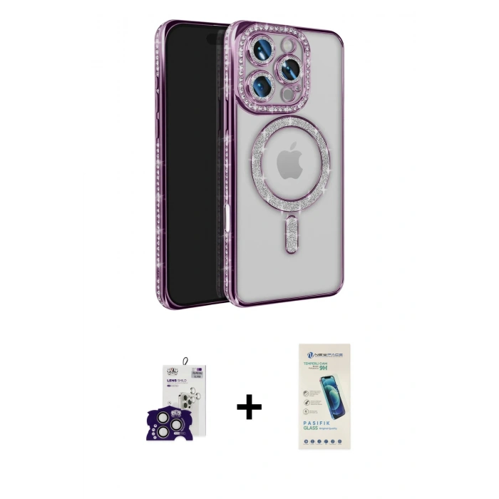 MARSİLYAN™- iPhone 16 Pro Max Kılıf Zirve Doku Prime - Şeffaf Pasifik Cam Ekran Koruyucu + Bilvis Titan Kamera Lens - TMGI