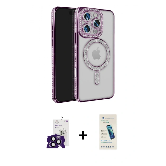MARSİLYAN™- iPhone 16 Pro Max Kılıf Zirve Doku Prime - Şeffaf Pasifik Cam Ekran Koruyucu + Bilvis Titan Kamera Lens - SH