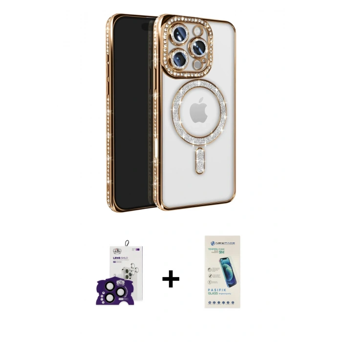 MARSİLYAN™- iPhone 16 Pro Max Kılıf Zirve Doku Prime - Şeffaf Pasifik Cam Ekran Koruyucu + Bilvis Titan Kamera Lens - SH