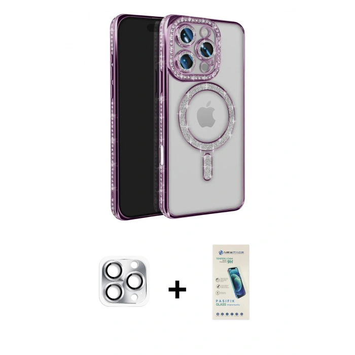 MARSİLYAN™- iPhone 16 Pro Max Kılıf Zirve Doku Prime - Şeffaf Pasifik Cam Ekran Koruyucu + Pers Alüminyum Kamera Lens - GS