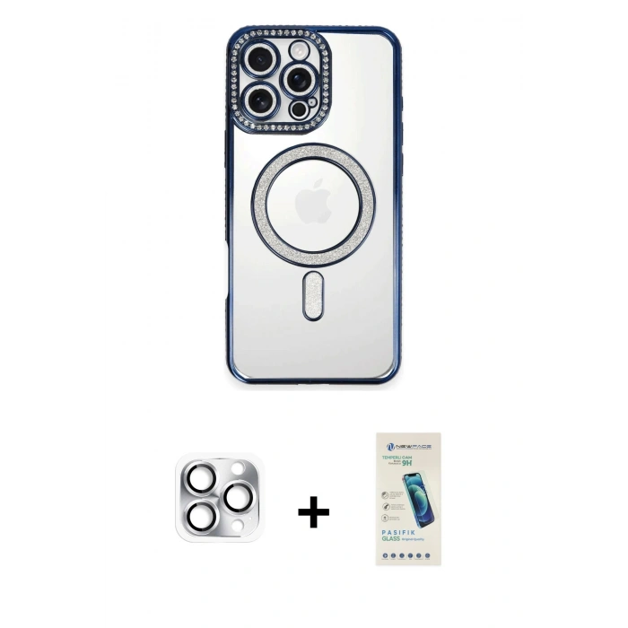 MARSİLYAN™- iPhone 16 Pro Max Kılıf Zirve Doku Prime - Şeffaf Pasifik Cam Ekran Koruyucu + Pers Alüminyum Kamera Lens - GS