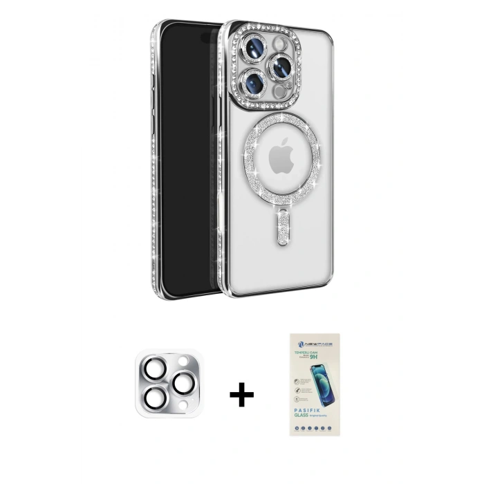 MARSİLYAN™- iPhone 16 Pro Max Kılıf Zirve Doku Prime - Şeffaf Pasifik Cam Ekran Koruyucu + Pers Alüminyum Kamera Lens - GS