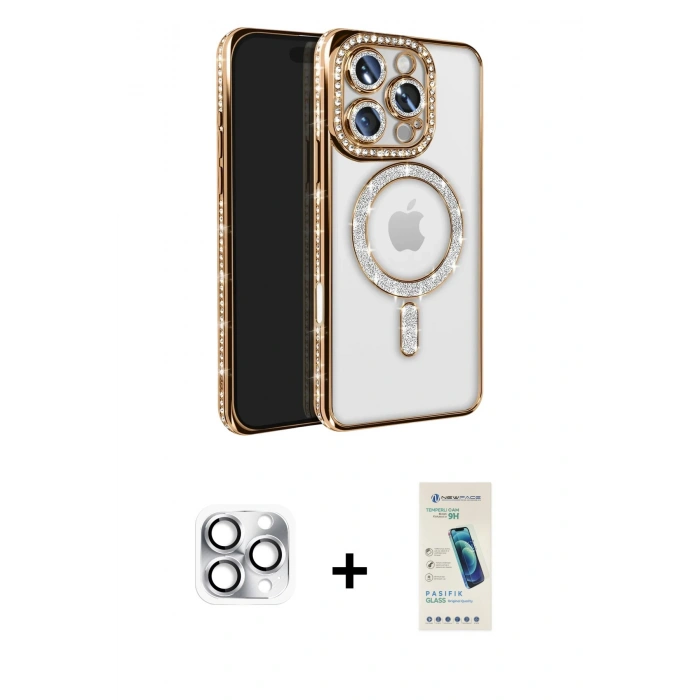 MARSİLYAN™- iPhone 16 Pro Max Kılıf Zirve Doku Prime - Şeffaf Pasifik Cam Ekran Koruyucu + Pers Alüminyum Kamera Lens - GS