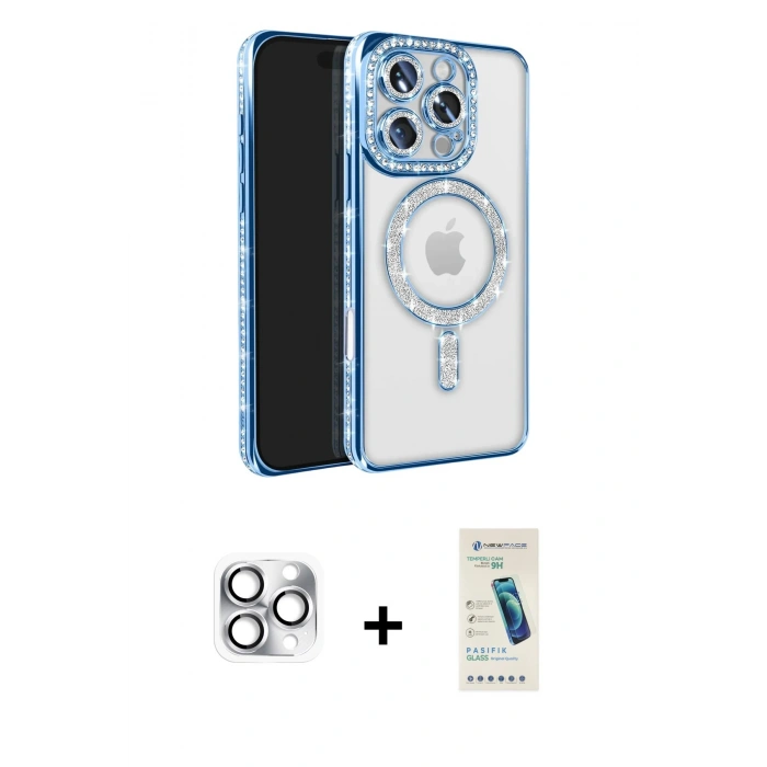 MARSİLYAN™- iPhone 16 Pro Max Kılıf Zirve Doku Prime - Şeffaf Pasifik Cam Ekran Koruyucu + Pers Alüminyum Kamera Lens - GS