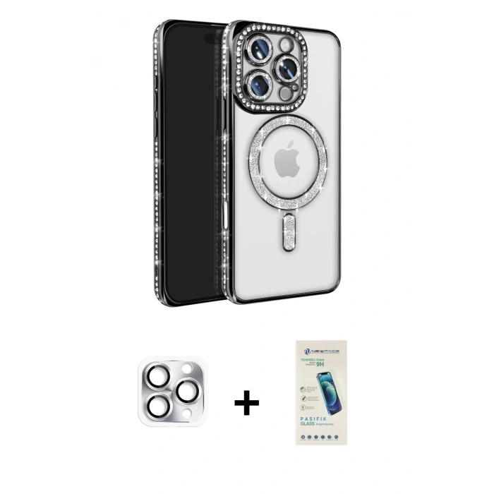 MARSİLYAN™- iPhone 16 Pro Max Kılıf Zirve Doku Prime - Şeffaf Pasifik Cam Ekran Koruyucu + Pers Alüminyum Kamera Lens - GS