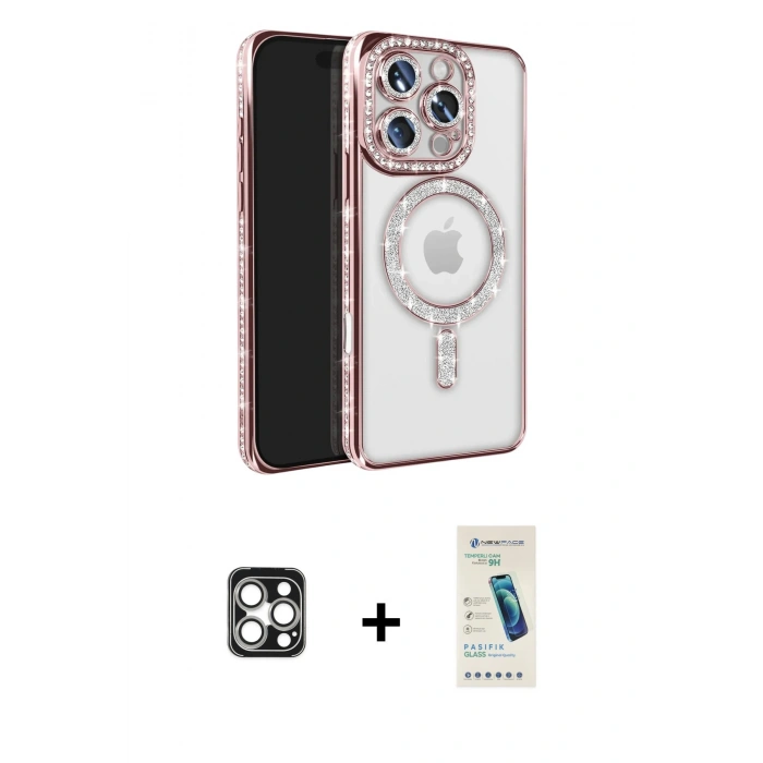 MARSİLYAN™- iPhone 16 Pro Max Kılıf Zirve Doku Prime - Şeffaf Pasifik Cam Ekran Koruyucu + PVD Metal Kamera Lens - GS