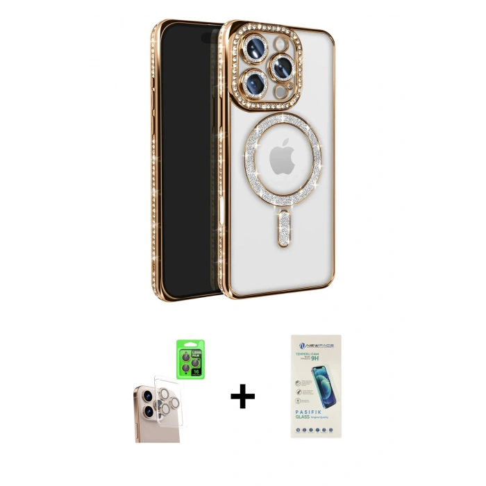 MARSİLYAN™- iPhone 16 Pro Max Kılıf Zirve Doku Prime - Şeffaf Pasifik Cam Ekran Koruyucu + Raze Metal Kamera Lens - NLGY