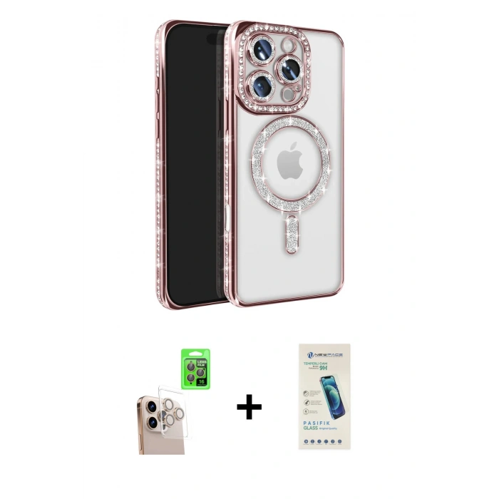MARSİLYAN™- iPhone 16 Pro Max Kılıf Zirve Doku Prime - Şeffaf Pasifik Cam Ekran Koruyucu + Raze Metal Kamera Lens - NLGY