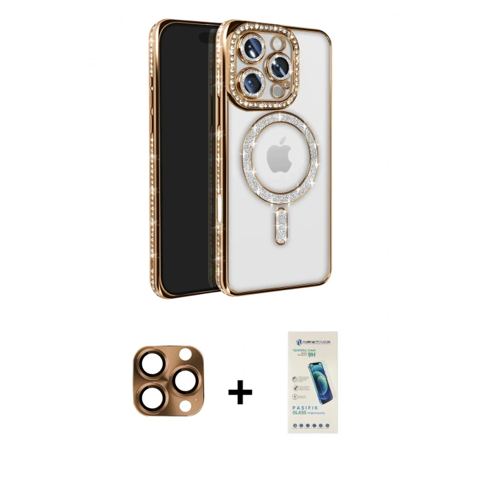 MARSİLYAN™- iPhone 16 Pro Max Kılıf Zirve Doku Prime - Şeffaf Pasifik Cam Ekran Koruyucu + Pers Alüminyum Kamera Lens - CLTM