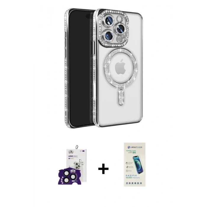 MARSİLYAN™- iPhone 16 Pro Max Kılıf Zirve Doku Prime - Şeffaf Pasifik Cam Ekran Koruyucu + Bilvis Titan Kamera Lens - SH