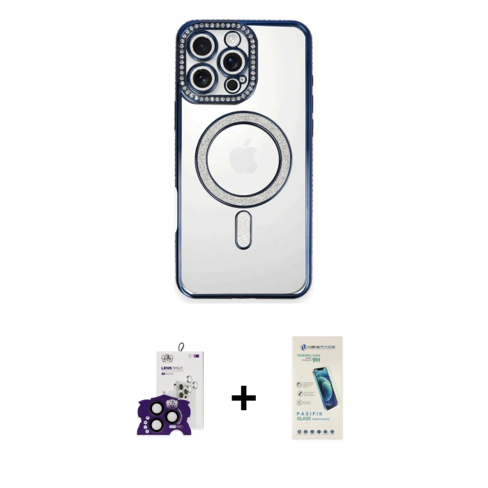 MARSİLYAN™- iPhone 16 Pro Max Kılıf Zirve Doku Prime - Şeffaf Pasifik Cam Ekran Koruyucu + Bilvis Titan Kamera Lens - SH