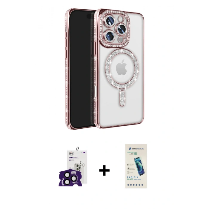 MARSİLYAN™- iPhone 16 Pro Max Kılıf Zirve Doku Prime - Şeffaf Pasifik Cam Ekran Koruyucu + Bilvis Titan Kamera Lens - SH