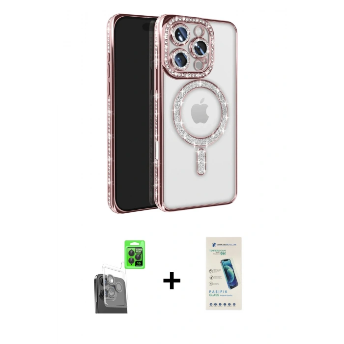 MARSİLYAN™- iPhone 16 Pro Max Kılıf Zirve Doku Prime - Şeffaf Pasifik Cam Ekran Koruyucu + Raze Metal Kamera Lens - SH