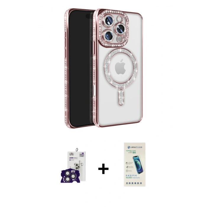 MARSİLYAN™- iPhone 16 Pro Max Kılıf Zirve Doku Prime - Şeffaf Pasifik Cam Ekran Koruyucu + Bilvis Titan Kamera Lens - TMGI