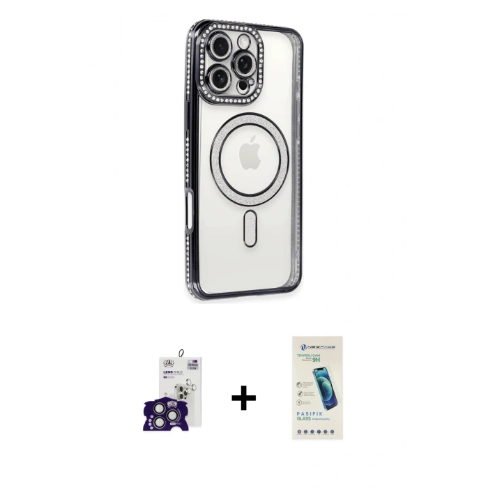 MARSİLYAN™- iPhone 16 Pro Max Kılıf Zirve Doku Prime - Şeffaf Pasifik Cam Ekran Koruyucu + Bilvis Titan Kamera Lens - TMGI