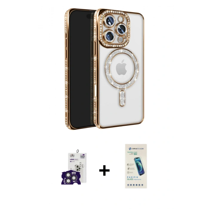 MARSİLYAN™- iPhone 16 Pro Max Kılıf Zirve Doku Prime - Şeffaf Pasifik Cam Ekran Koruyucu + Bilvis Titan Kamera Lens - TMGI