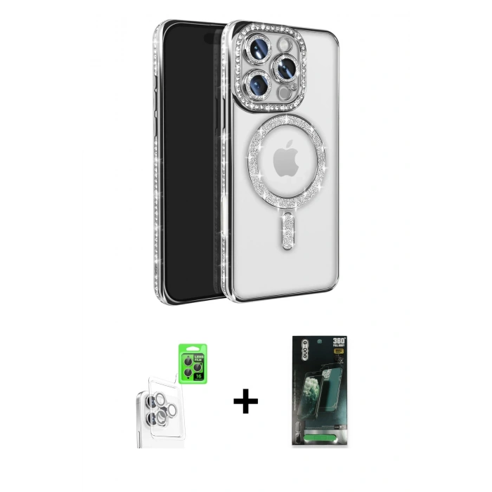 MARSİLYAN™- iPhone 16 Pro Max Kılıf Zirve Doku Prime - Siyah 360 Mat Full Body Arka Koruyucu + Raze Metal Kamera Lens - BZ