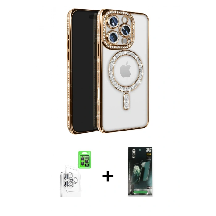 MARSİLYAN™- iPhone 16 Pro Max Kılıf Zirve Doku Prime - Siyah 360 Mat Full Body Arka Koruyucu + Raze Metal Kamera Lens - BZ