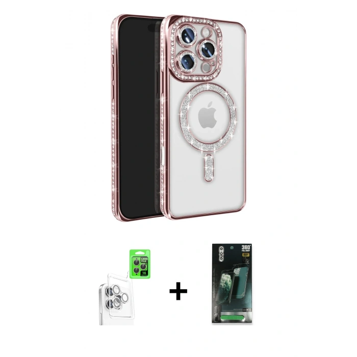 MARSİLYAN™- iPhone 16 Pro Max Kılıf Zirve Doku Prime - Siyah 360 Mat Full Body Arka Koruyucu + Raze Metal Kamera Lens - BZ