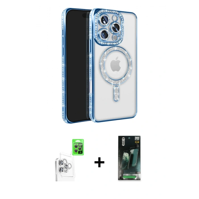 MARSİLYAN™- iPhone 16 Pro Max Kılıf Zirve Doku Prime - Siyah 360 Mat Full Body Arka Koruyucu + Raze Metal Kamera Lens - BZ