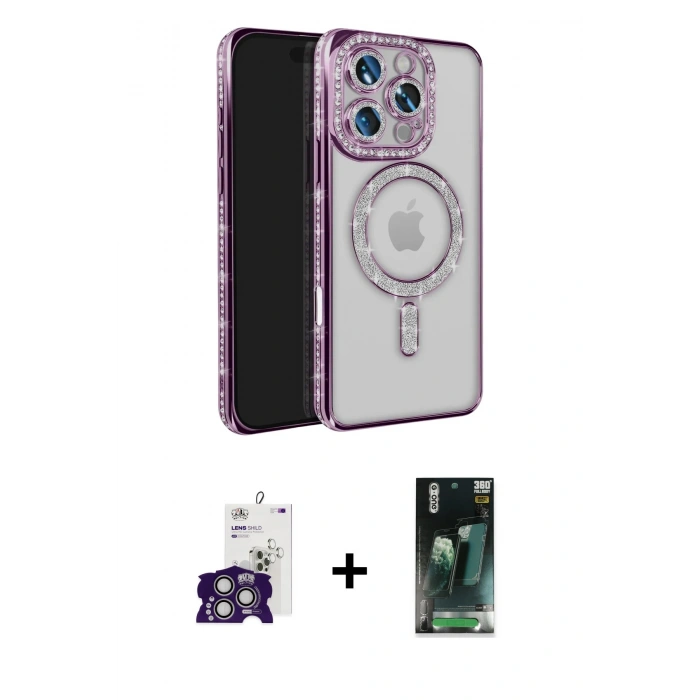 MARSİLYAN™- iPhone 16 Pro Max Kılıf Zirve Doku Prime - Siyah 360 Mat Full Body Arka Koruyucu + Bilvis Titan Kamera Lens - GS