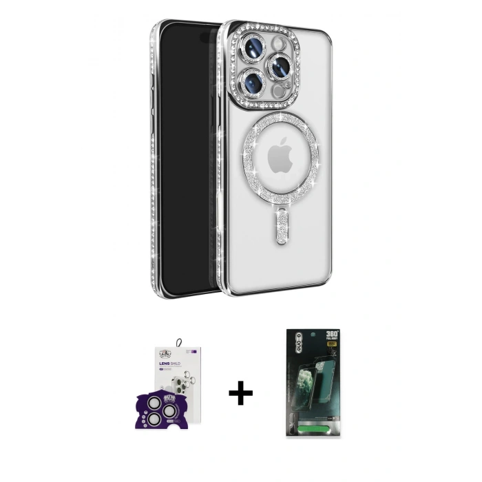 MARSİLYAN™- iPhone 16 Pro Max Kılıf Zirve Doku Prime - Siyah 360 Mat Full Body Arka Koruyucu + Bilvis Titan Kamera Lens - GS