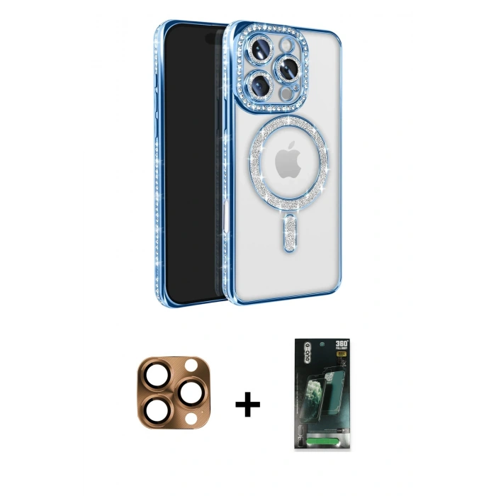 MARSİLYAN™- iPhone 16 Pro Max Kılıf Zirve Doku Prime - Siyah 360 Mat Full Body Arka Koruyucu + Pers Alüminyum Kamera Lens - CLTM