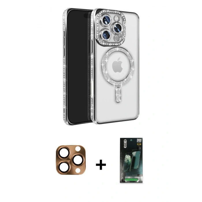 MARSİLYAN™- iPhone 16 Pro Max Kılıf Zirve Doku Prime - Siyah 360 Mat Full Body Arka Koruyucu + Pers Alüminyum Kamera Lens - CLTM