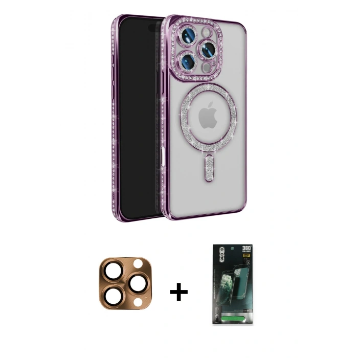 MARSİLYAN™- iPhone 16 Pro Max Kılıf Zirve Doku Prime - Siyah 360 Mat Full Body Arka Koruyucu + Pers Alüminyum Kamera Lens - CLTM