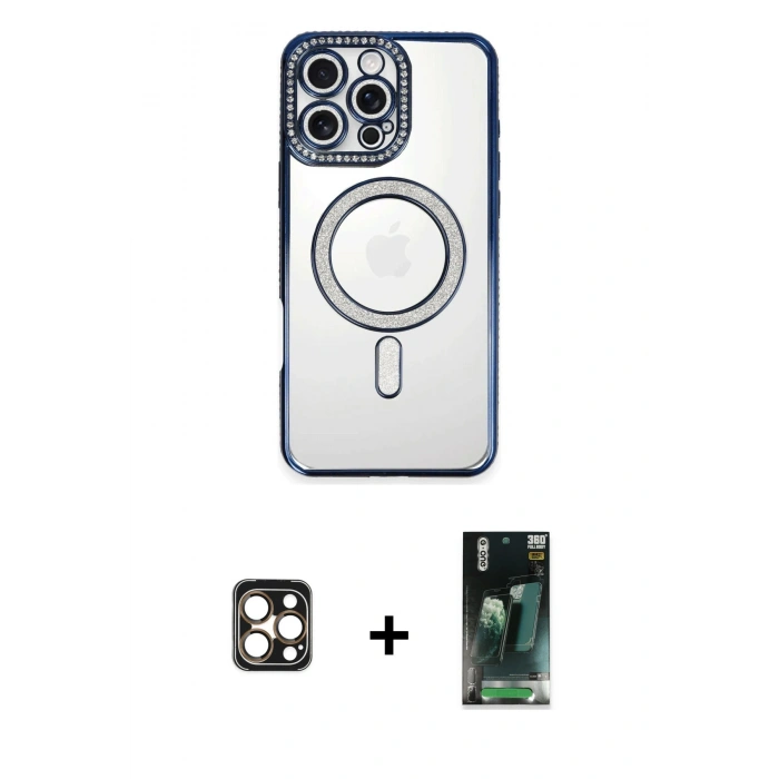MARSİLYAN™- iPhone 16 Pro Max Kılıf Zirve Doku Prime - Siyah 360 Mat Full Body Arka Koruyucu + PVD Metal Kamera Lens - GD