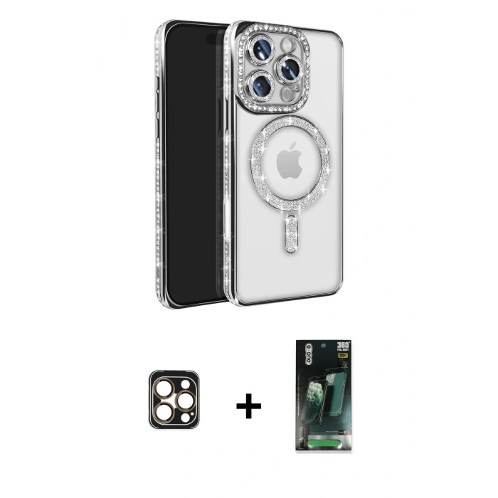 MARSİLYAN™- iPhone 16 Pro Max Kılıf Zirve Doku Prime - Siyah 360 Mat Full Body Arka Koruyucu + PVD Metal Kamera Lens - GD