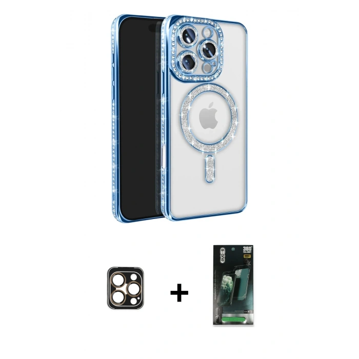 MARSİLYAN™- iPhone 16 Pro Max Kılıf Zirve Doku Prime - Siyah 360 Mat Full Body Arka Koruyucu + PVD Metal Kamera Lens - GD