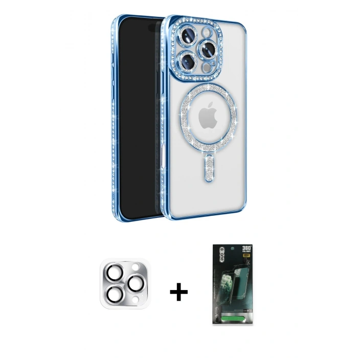 MARSİLYAN™- iPhone 16 Pro Max Kılıf Zirve Doku Prime - Siyah 360 Mat Full Body Arka Koruyucu + Pers Alüminyum Kamera Lens - GS