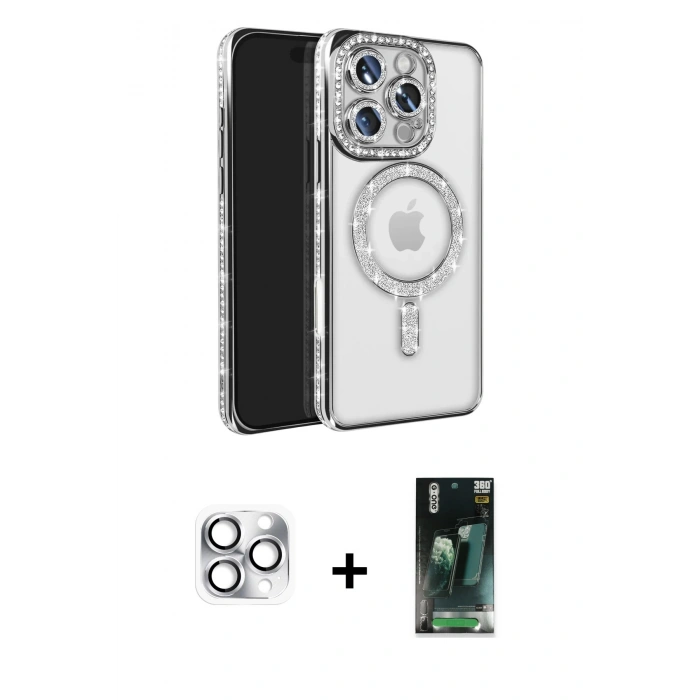 MARSİLYAN™- iPhone 16 Pro Max Kılıf Zirve Doku Prime - Siyah 360 Mat Full Body Arka Koruyucu + Pers Alüminyum Kamera Lens - GS