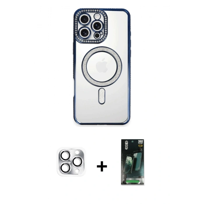 MARSİLYAN™- iPhone 16 Pro Max Kılıf Zirve Doku Prime - Siyah 360 Mat Full Body Arka Koruyucu + Pers Alüminyum Kamera Lens - GS